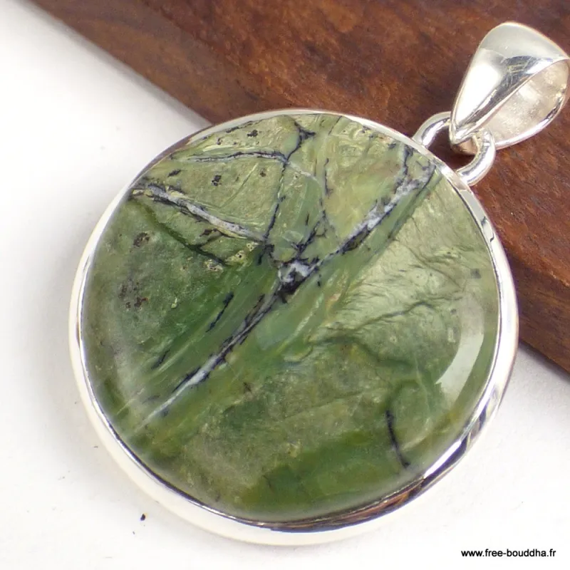 Pendentif Opale impériale forme ronde - Bijoux en Opale Verte Impériale