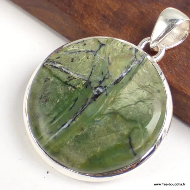 Pendentif Opale impériale forme ronde - Bijoux en Opale Verte Impériale