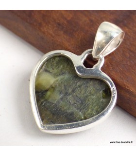Pendentif cœur Opale verte impériale véritable argent 925
