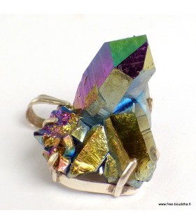 Pendentif Cristal Aura Véritable – Bijou argent 925 poinçonné