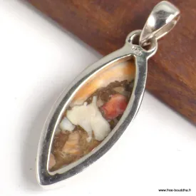 Pendentif en Huître épineuse forme marquise - Pendentifs pierres naturelles