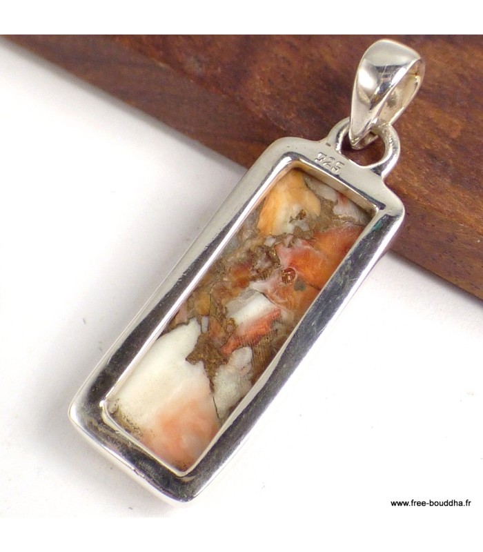 Pendentif Huître épineuse authentique rectangulaire – Argent 925