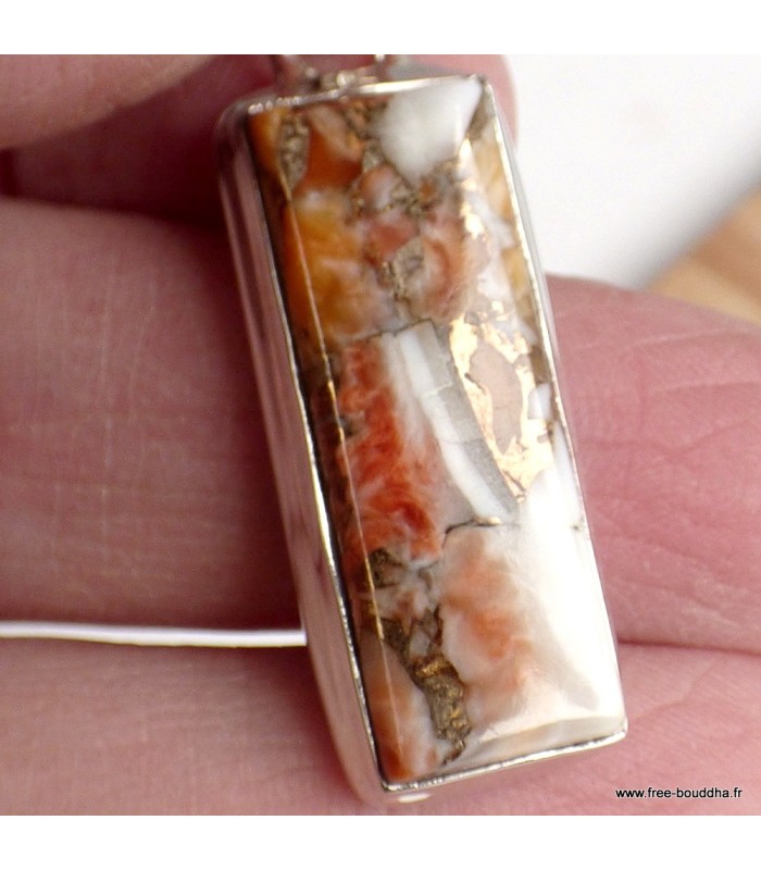 Pendentif Huître épineuse authentique rectangulaire – Argent 925