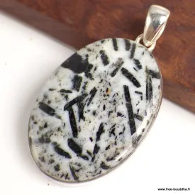 Pendentif Hornblende authentique forme ovale - Pendentifs pierres naturelles