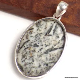 Pendentif Hornblende authentique forme ovale - Pendentifs pierres naturelles