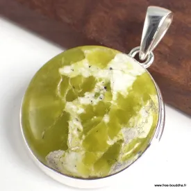 Pendentif Lezardite Serpentine forme ronde - Bijoux en Lézardite Serpentine