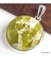 Pendentif Lézardite Serpentine artisanale ronde – Argent 925 certifié
