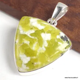 Pendentif Lezardite Serpentine forme triangulaire - Bijoux en Lézardite Serpentine
