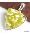 Pendentif Lézardite Serpentine authentique triangulaire – Argent 925