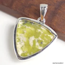Pendentif Lezardite Serpentine forme triangulaire - Bijoux en Lézardite Serpentine