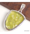 Pendentif Lézardite Serpentine artisanale semi-ovale – Argent 925