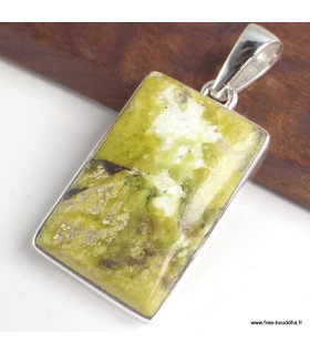 Pendentif Lézardite Serpentine authentique – Argent 925