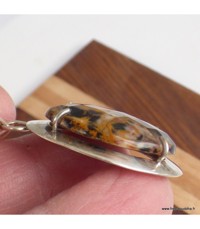 Pendentif Jaspe Pilbara facetté – Argent 925 certifié