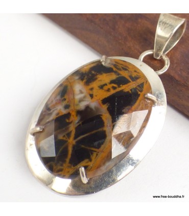 Pendentif Jaspe Pilbara facetté – Argent 925 certifié