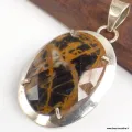 Pendentif en Jaspe Pilbara noir bronze facetté - Pendentifs pierres naturelles
