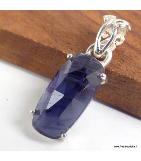 Pendentif Iolite naturelle facettée – Argent 925 certifié
