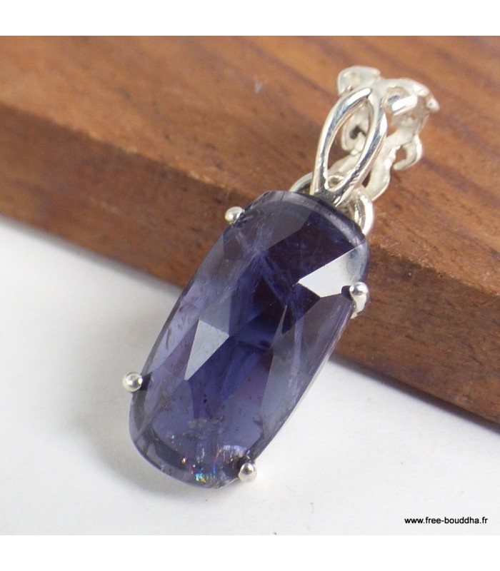 Pendentif Iolite véritable facettée – Argent 925