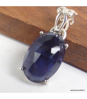 Pendentif Iolite rare facettée ovale – Argent 925