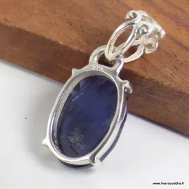Pendentif Iolite facetté ovale, détail bélière - Bijoux en Iolites ou Cordiérite