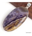 Pendentif Fluorite sur Quartz ovale, argent 925 authentique
