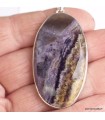 Pendentif Fluorite sur Quartz ovale, argent 925 authentique