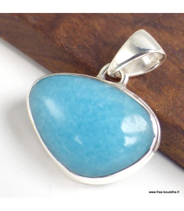 Pendentif Smithsonite bleue asymétrique certifié argent 925