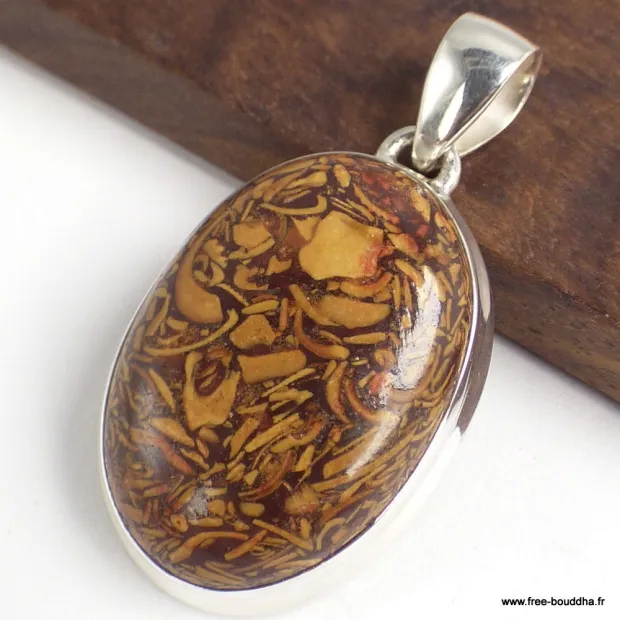 Pendentif Marium Jaspe Coquina oval - Bijoux en Marium Jaspe Coquina