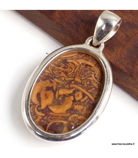 Pendentif Jaspe Coquina ovale, argent 925 bijou énergétique
