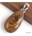 Pendentif Jaspe Coquina argent 925, pierre rare fossile