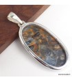 Pendentif Pietersite AAA gris fauve, argent 925 authentique Namibie
