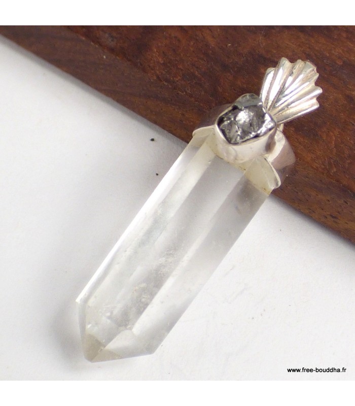Pendentif Cristal de Roche & Campo del Cielo, argent 925
