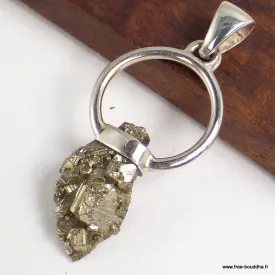 Pendentif Pyrite dorée authentique avec anneau - Pendentifs pierres naturelles