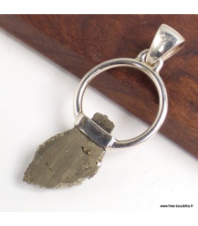 Pendentif Pyrite argent 925, pierre protectrice naturelle