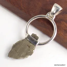 Pendentif Pyrite dorée authentique avec anneau - Pendentifs pierres naturelles