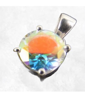 Pendentif Topaze Mercury ronde facettée, argent 925 authentique