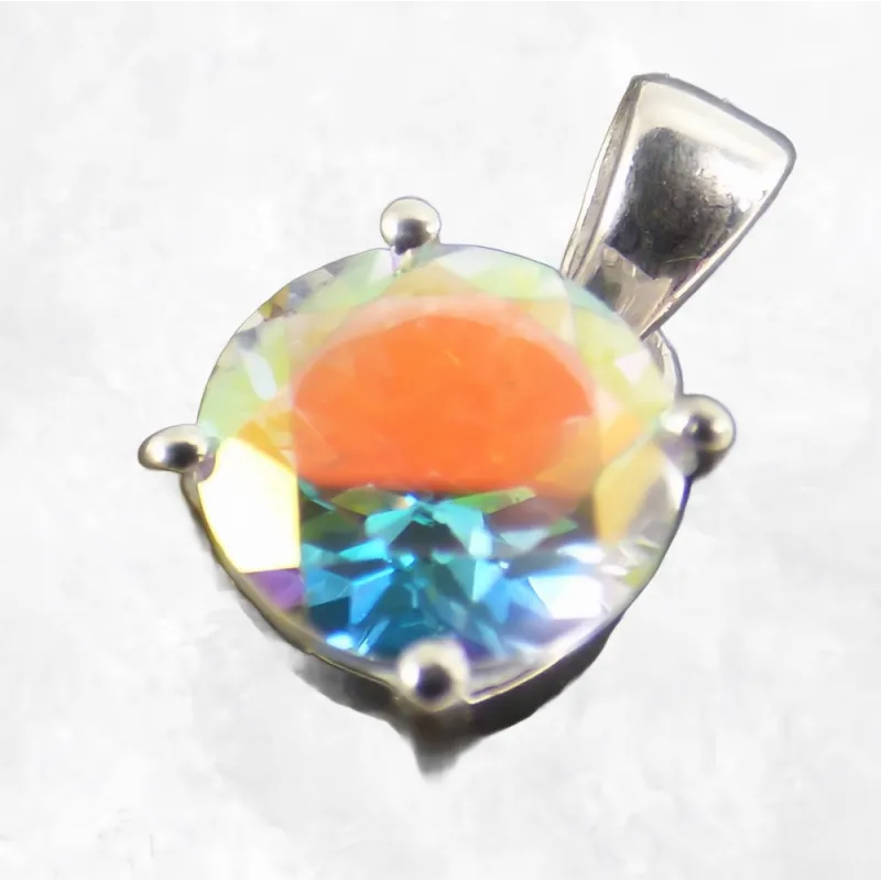Pendentif Pierre naturelle Topaze Mercury facettée ronde - Bijoux en Topaze Mercury