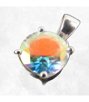 Pendentif Topaze Mercury ronde facettée, argent 925 authentique