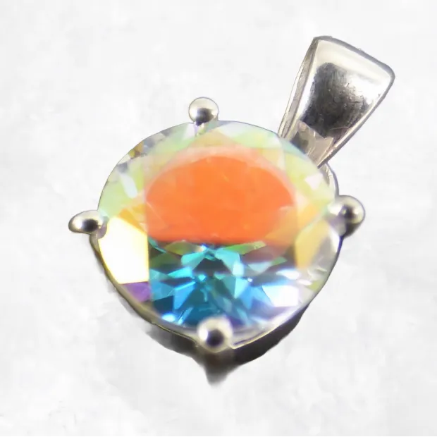 Pendentif Pierre naturelle Topaze Mercury facettée ronde - Bijoux en Topaze Mercury