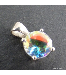 Pendentif Topaze Mercury ronde facettée, argent 925 authentique