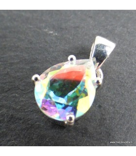 Pendentif Topaze Mercury goutte facettée, argent 925 bijou énergétique