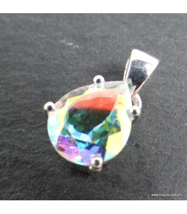Pendentif Topaze Mercury goutte facettée, argent 925 bijou énergétique
