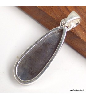 Pendentif Saphir noir africain forme goutte – Argent 925 certifié