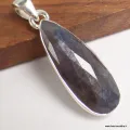 Pendentif Saphir noir africain facetté forme goutte - Pendentifs pierres naturelles