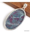 Pendentif Rubis sur Cyanite oval argent 925 authentique
