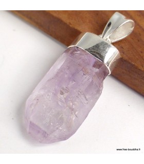 Améthyste Vera Cruz certifiée – Pendentif brut réversible en argent 925