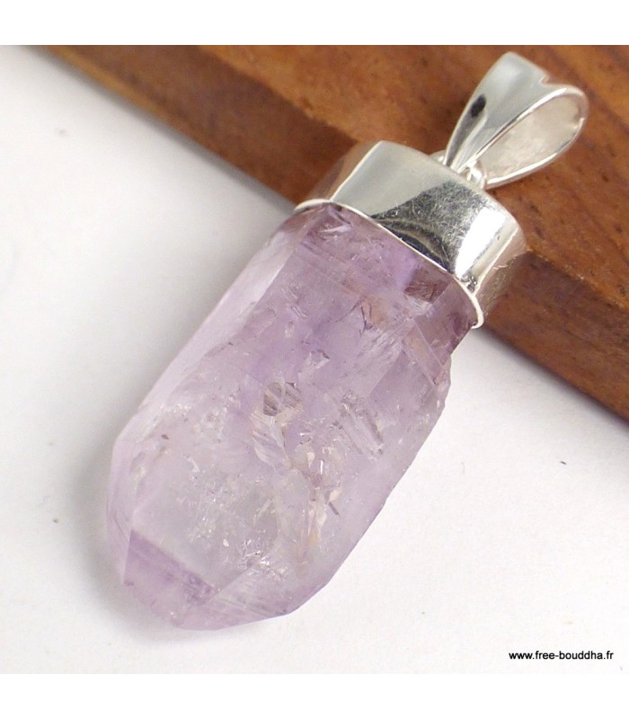 Améthyste Vera Cruz certifiée – Pendentif brut réversible en argent 925