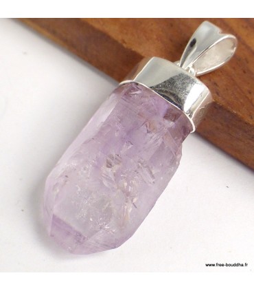Améthyste Vera Cruz certifiée – Pendentif brut réversible en argent 925