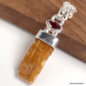 Pendentif Cyanite Orange Grenat détail bélière - Bijoux en Cyanite