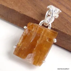 Pendentif Cyanite Orange brute serti griffes - Bijoux en Cyanite