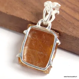 Pendentif Cyanite Orange brute serti griffes - Bijoux en Cyanite